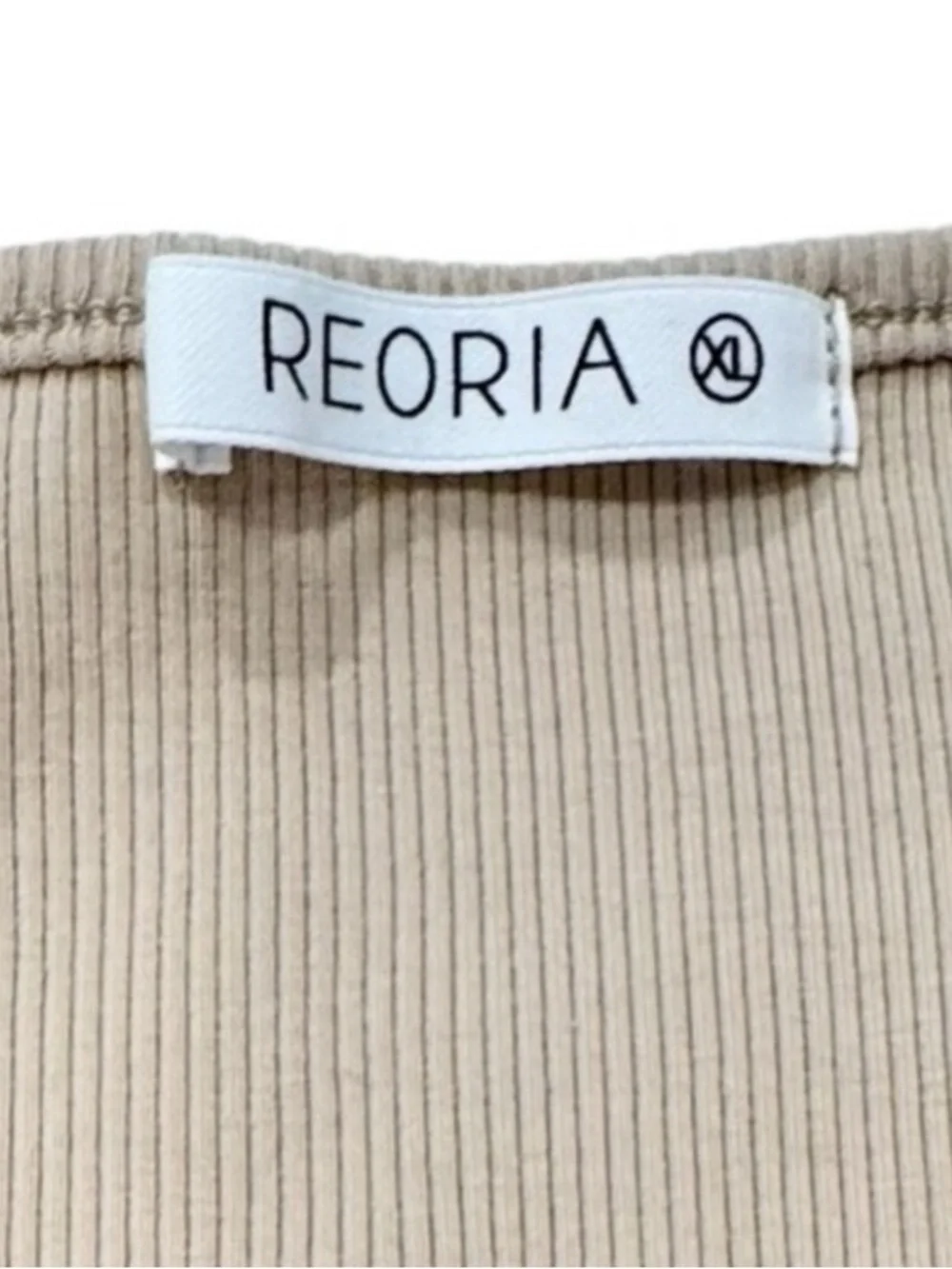 REORIA Ribbed Stretchy Long Puff Sleeve Neutral Thong Bodysuit XL